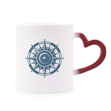 Imagem de Caneca de grés com exploração de bússola militar sensível ao calor vermelha que muda de cor