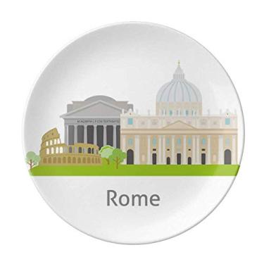 Imagem de Prato decorativo de porcelana com paisagem nacional de Roma da Itália, Prato de jantar