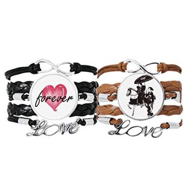 Imagem de DIYthinker Pulseira feminina japonesa para equitação e esboço, pulseira de couro, corda de couro, conjunto duplo
