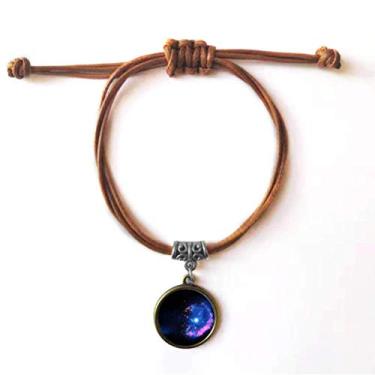 Imagem de DIYthinker Pulseira de couro brilhante mistério do universo da nebulosa espacial, pulseira marrom joia presente
