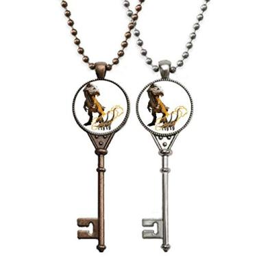 Imagem de OFFbb-USA Colar com pingente de dinossauro, formato de dinossauro, joia para decoração de casais