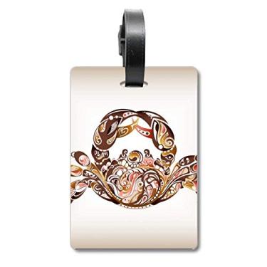 Imagem de Design padrão de caranguejo Marine Organism Mala Etiqueta de Bagagem Etiqueta para Bagagem Etiqueta Scutcheon