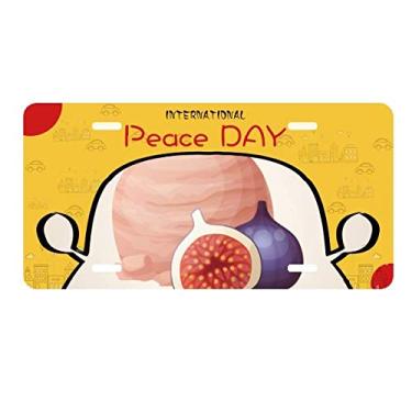 Imagem de DIYthinker Placa de licença com bola de sorvete rosa de romã para decoração de carro Dia da Paz