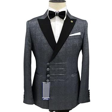 Imagem de Jaqueta masculina slim fit, 2 peças, blazer de casamento, casaco de negócios, casacos esportivos elásticos para festa, cinza, GG (52/36)