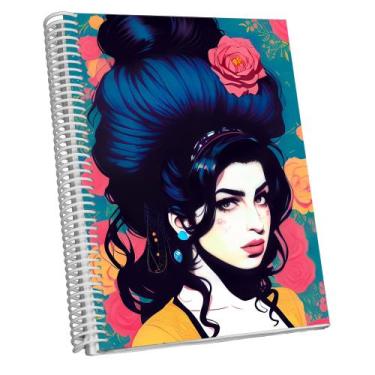 Imagem de Caderno Pontilhado 100 Folhas Capa Dura Espiral 15X21cm  Amy Winehouse
