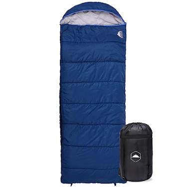 Imagem de Tough Outdoors Saco de dormir extra grande – Saco de dormir adulto para acampamento e mochila – Saco de dormir 3 estações outono, primavera, verão – Saco de dormir leve impermeável compacto com saco de compressão