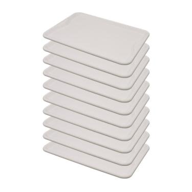 Imagem de Conjunto 10 Bandejas Plásticas Self-Service Refeição 48 x 32,5 x 2 BR-100 Branca - Dell...