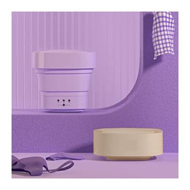 Imagem de Poderosa máquina de lavar portátil pequena máquina de lavar portátil Mini lavadora, arruela pequena dobrável para roupas íntimas, meias, toalhas, itens delicados (cor: roxo)