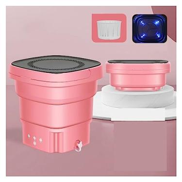Imagem de Poderosa máquina de lavar pequena portátil Mijia Máquina de lavar dobrável com balde de secador para roupas Lavadora de roupa interior portátil Meias de limpeza ultrassônica (Cor: luz rosa e azul)
