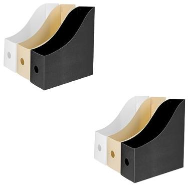 Imagem de Didiseaon 6 Pçs De Plástico Para Casa Suporte Para Documento Organizador De Escritório Arquivos Caixas Arquivo Mesa Mesa Revista Livros Preto E Branco Armazenamento Estante