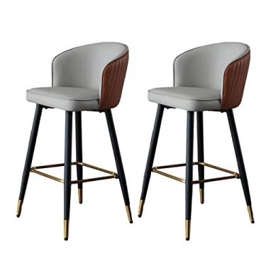 Imagem de Cadeiras de jantar cadeiras de sala de jantar balcão altura 65/75 cm banquetas de bar conjunto de 2 com encosto para balcão de cozinha moderno banquetas estofadas de couro falso cadeiras de bar de casa de fazenda bancos de ilha tudo é