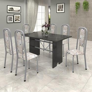 Imagem de Conjunto de Mesa 140x75cm Tampo Ardósia com 6 Cadeiras Lavínea Soma Móveis