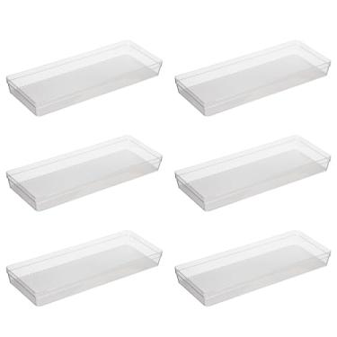 Imagem de Oggi Organizador de gaveta transparente – 15,24 cm x 38,10 cm (conjunto de 6) – Ideal para organizar gavetas de cozinha, escritório, mesa, talheres, utensílios de cozinha, cosméticos e banheiros