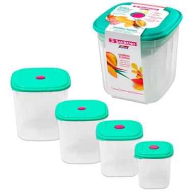 Imagem de 4 Potes Plástico Mantimentos Freezer Microondas Marmita Vasilha Tapoer