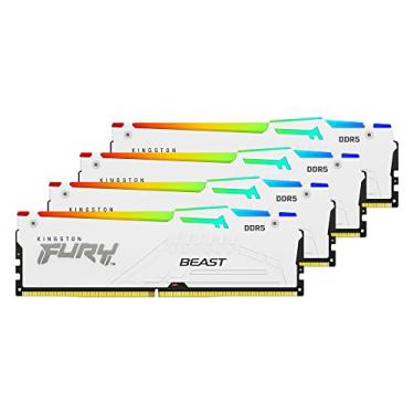 Imagem de Kingston Fury Beast RGB branco 128GB (4x32GB) 5600MT/s CL40 DDR5 XMP DIMM | Overclocking | Plug N Play | Intel XMP 3.0 | Kit de 4 | KF556C40BWAK4-128
