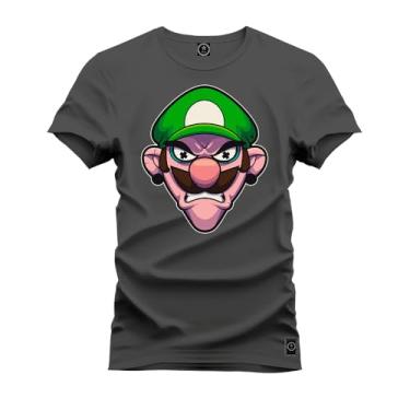 Imagem de Camiseta Premium 100% Algodão Estampada Shirt Unissex Bigode Verde Grafite P