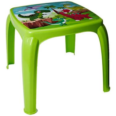 Imagem de Mesa Infantil Decorado Dino Usual Utilidades - Tamanho 47 cm x 47 cm x 47 cm - Verde - Mesa de Jantar - Quadrado - Plástico - Dinossauro