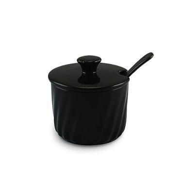 Imagem de Açucareiro C/Colher De Cerâmica 250gr Twist Ceraflame Gourmet Preto