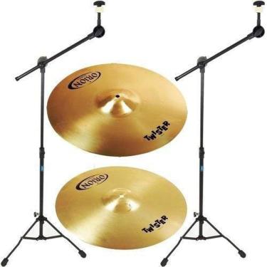 Imagem de Kit 2 Pedestal Girafa Ask Pratos Bateria B12G + Pratos Orion
