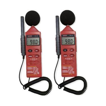 Imagem de Kit 2 Termo Higrômetro Digital Sonômetro Luxímetro Temperatura Umidade Hold Thdl-400 Portátil Instrutherm Com Estojo