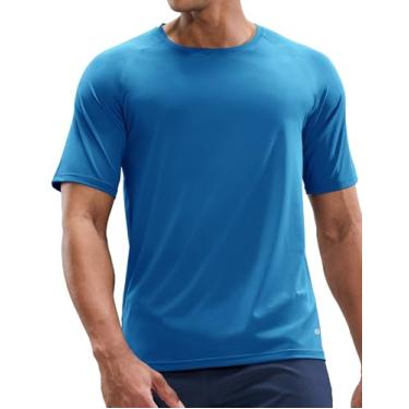 Imagem de MIER Camisetas masculinas de treino dry fit, camiseta atlética, manga curta, gola redonda, academia, poliéster, absorção de umidade, Azul clássico, XXG