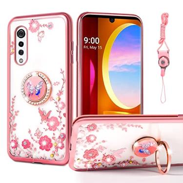 Imagem de nancheng Capa para celular LG Velvet 5G de 6,8 polegadas, capa fofa de silicone macio rosa para meninas e mulheres com suporte capa de proteção para LG Velvet 5G UW (Verizon, T-Mobile, AT&T