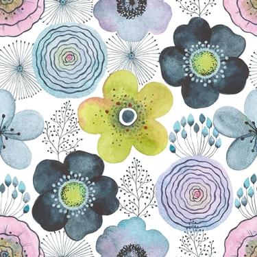 Imagem de Papel de parede vintage de 45 x 299 cm, flores de pêssego, boêmio, peônia, rosa, faça você mesmo, autoadesivo, impermeável, cerejeira, floral, florescendo, parede, mural para quarto, sala de estar,