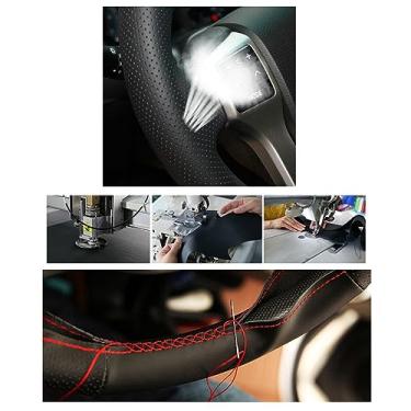 Imagem de Capa de volante de carro couro artificial preto costurado à mão, para Nissan Qashqai 2007-2013