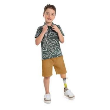 Imagem de Conjunto Infantil com Camisa Polo e Bermuda em Sarja para Meninos Quimby-Masculino