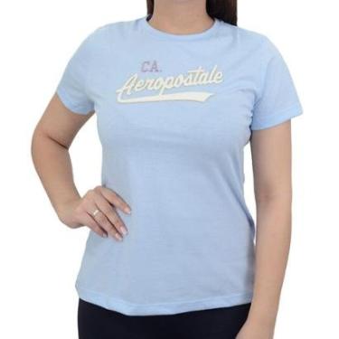 Imagem de Camiseta Feminino Aeropostale MC Azul Clara - 9880188-Feminino