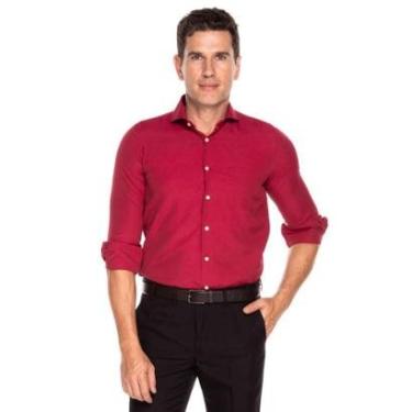 Imagem de Camisa Social Masculina Vinho Lisa - 4-Masculino