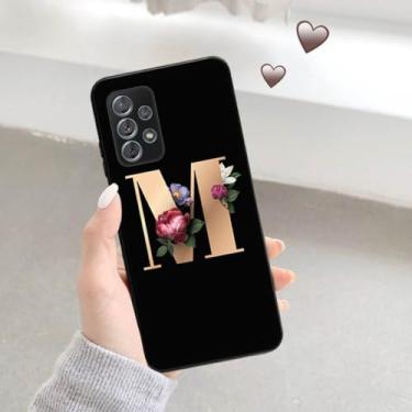 Imagem de Capa de telefone macia preta fosca para samsung a52 a32 a72 a22 4g a52s a12 a42 5g 26 letras capa inicial de flor, b13, para a72