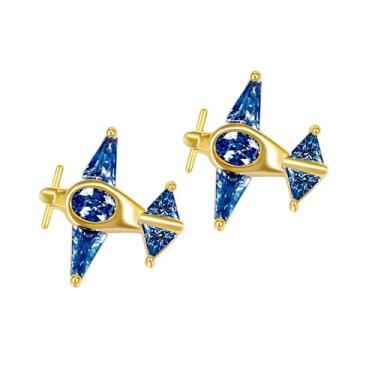 Imagem de Brincos pequenos de cartilagem de avião de zircônia cúbica para mulheres adolescentes e meninas delicados banhados a ouro prata esterlina poste, aeromoça, joias modernas, presente, Metal, Zircônia