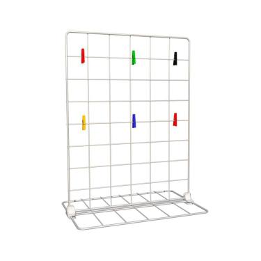 Imagem de Memory Board de Mesa Painel de Fotos Tela Aramada 30x40 Branco com Prendedores