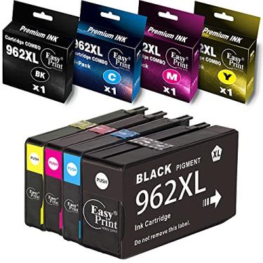 Imagem de EASYPRINT (pacote com 4) Cartucho de tinta compatível com impressora HP 962 XL 962XL OfficeJet Pro 9010/9012/9013/9018/9019/9023/9026/9027, (1 preto, 1 ciano, 1 magenta, 1 amarelo)