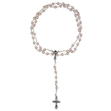 Imagem de Venerare Conjunto de presente de terço católico para primeira comunhão ou confirmação (primeira comunhão com esmalte rosa), 5mm beads, Metal Plástico metal plástico esmaltado