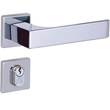 Imagem de fechadura externa quadratta reta roseta 55mm cromado alianca