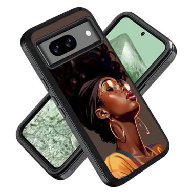 Imagem de ZXHSBROK Capa para celular Google Pixel 8a, capa protetora contra quedas à prova de choque de grau militar 3 camadas para Google Pixel 8a (6,1 polegadas, 2024), mulheres afro-americanas