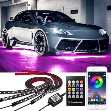 Imagem de Kit de brilho inteligente RGB para carro com aplicativo e controle remoto RF - IP67 impermeável, 16 milhões de fitas de luz LED coloridas, sincronização de música, ajuste universal para todos os