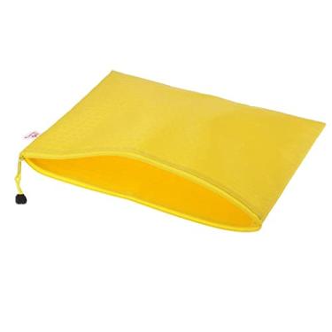 Imagem de Para armazenamento de sacos de papel: pasta de documentos de malha com zíper, bolsa de arquivo tamanho A4 para material de escritório, uso escolar e comercial - amarelo