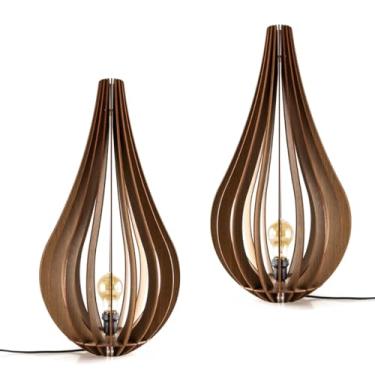 Imagem de 2 Abajur Luminaria De Mesa Adhara 40 Cm Para Decorar e Aconchegar Sala Quarto e Casa Bivolt 110/220V Botão Liga/Desliga