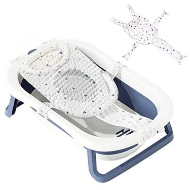 Imagem de Rede de suporte de assento de banho de bebê apoio de cabeça macio almofada de banho de bebê, tapete de malha de banho de banheira respirável para recém-nascidos, almofada de chuveiro de banheira ajustável portátil antiderrapante alça de banho 0-18 meses, estrelas