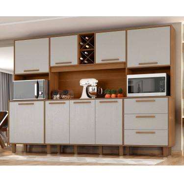Imagem de Kit de Armários para Cozinha Mdp 8 Portas 3 Gavetas Apollo Cinamomo/Areia
