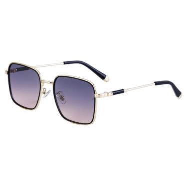 Imagem de JRLLFD Óculos de sol gradiente masculino retro quadrado metal óculos quadro rua tiro decoração proteção solar sunnies, 7, um tamanho