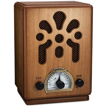 Imagem de ClearClick Rádio clássico vintage estilo retrô AM/FM com Bluetooth - Exterior de madeira feito à mão