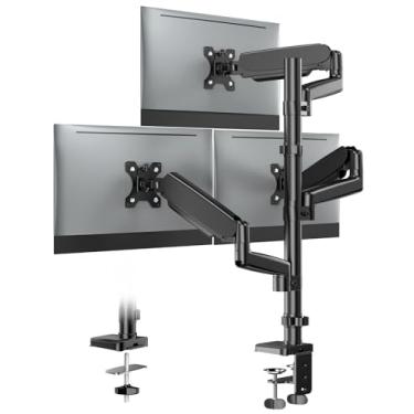 Imagem de FORGING MOUNT Suporte de monitor triplo, suporte articulado ajustável para 3 monitores para telas de 13 a 81 polegadas de até 8 kg cada, braço de monitor de mola a gás com rotação giratória de