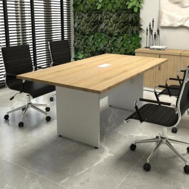 Imagem de Mesa de Reunião Escritório 1,80m Mac Branco Caixa Tomadas F5 - F5 Offi