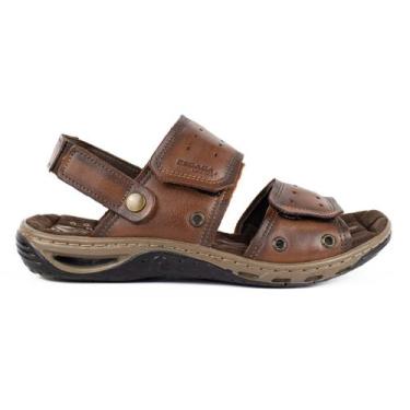 Imagem de Sandália Papete Masculina Pegada em Couro com Amortecedor, 41, Pinhão