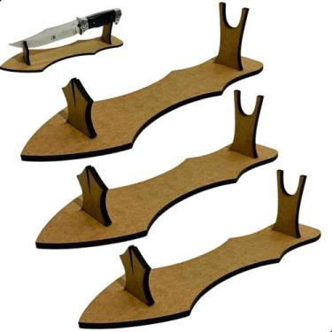 Imagem de 3 Suporte Display Expositor De Facas Luxo Madeira Mdf 6mm - Acesso