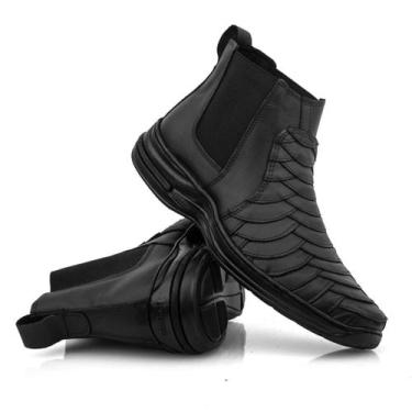 Imagem de Botina Masculina Escamada Couro Infantil e Adulto Passeio Trabalho Cas